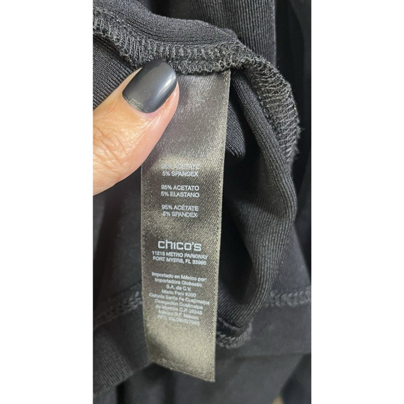 Chicos Travelers Open Front Cardigan Slinky Knit Ruched Size 3/XL Black USA - Picture 7 of 10